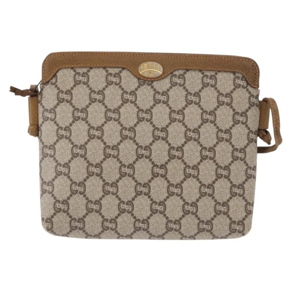 GUCCI GG Plus Supreme Shoulder Bag PVC Leather Beige Gold Auth 156788 - Picture 2 of 16